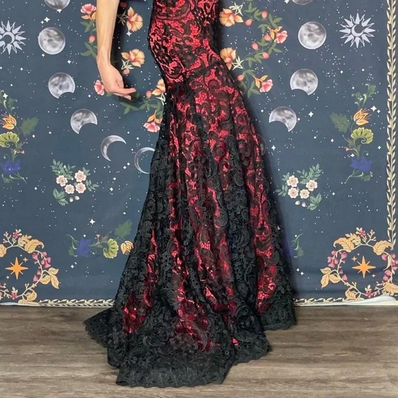 Vintage 90s y2k Vampire Wedding prom dress crochet - Picture 5 of 7